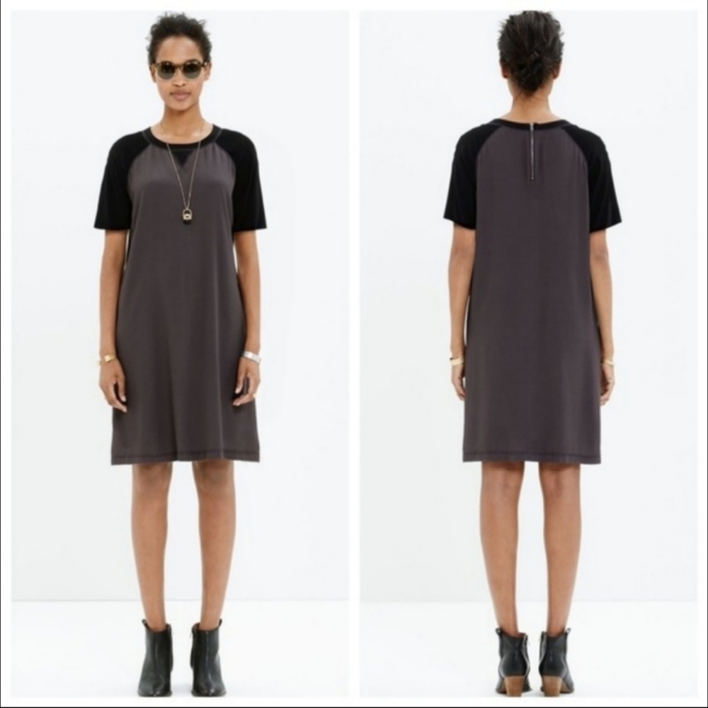 Madewell Colorblock Gray/Black T-Shirt Dress